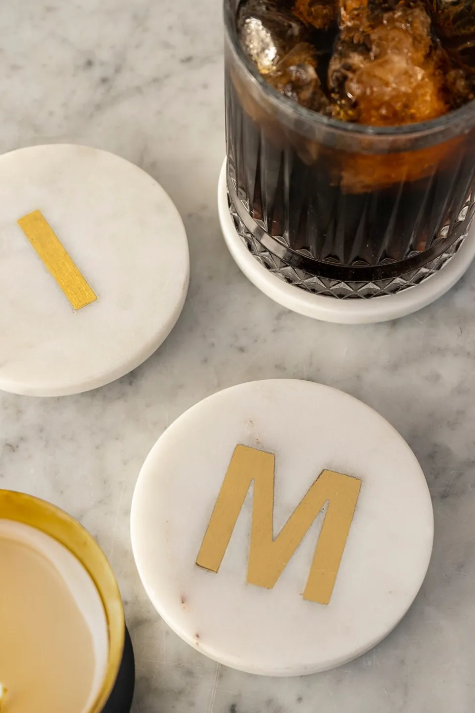 Velas Con Tapa De Mármol Iniciales