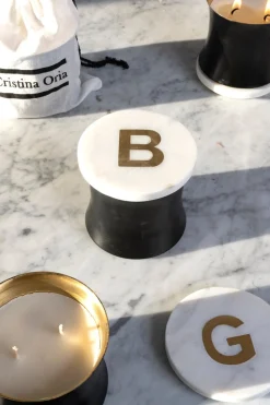 Velas Con Tapa De Mármol Iniciales