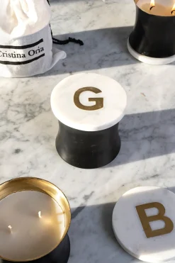 Velas Con Tapa De Mármol Iniciales