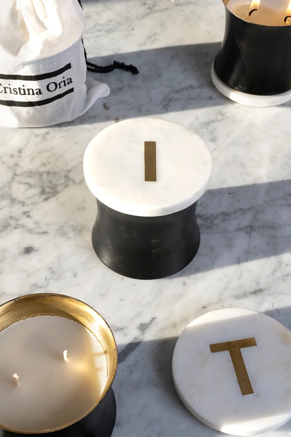 Velas Con Tapa De Mármol Iniciales